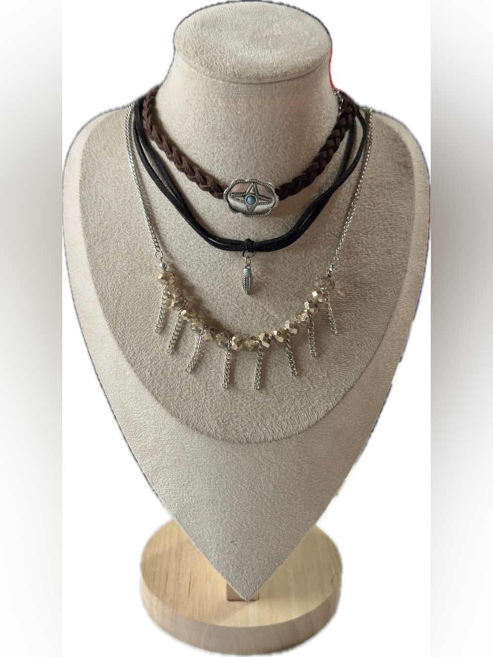 Layered Gold and Brown Women's Necklace Set